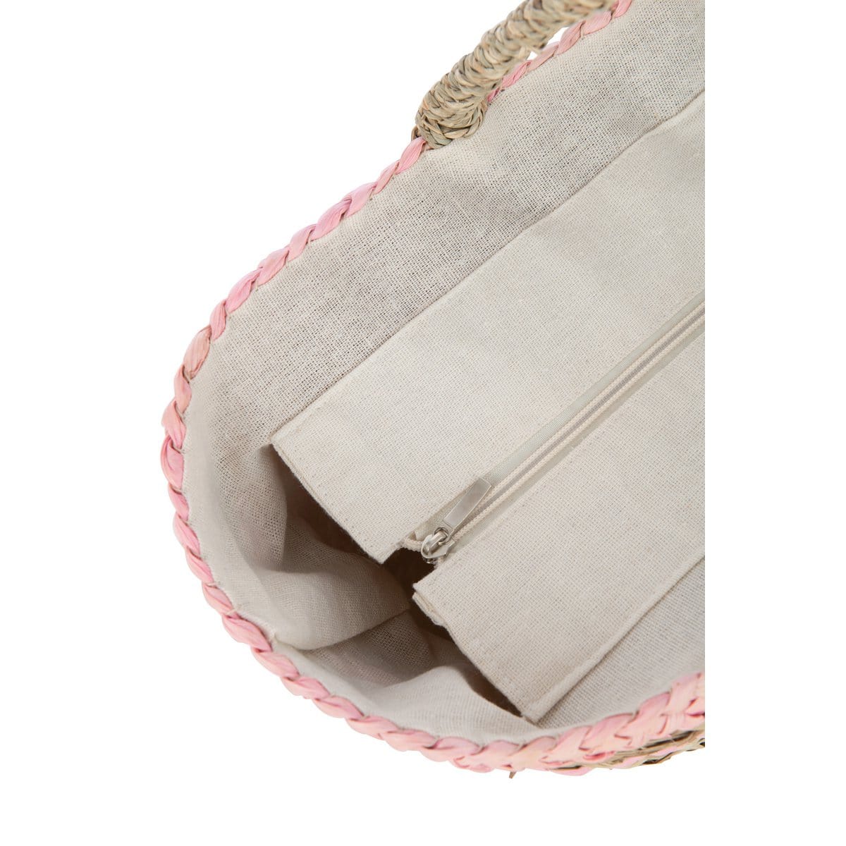 J-Line J-Line Strandtas Kort Handvatten Horizontaal Streep Jute Naturel/Lichtroze