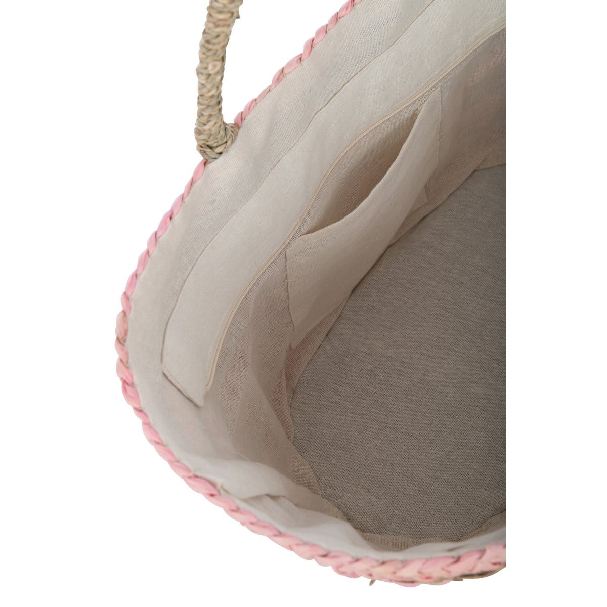 J-Line J-Line Strandtas Kort Handvatten Horizontaal Streep Jute Naturel/Lichtroze