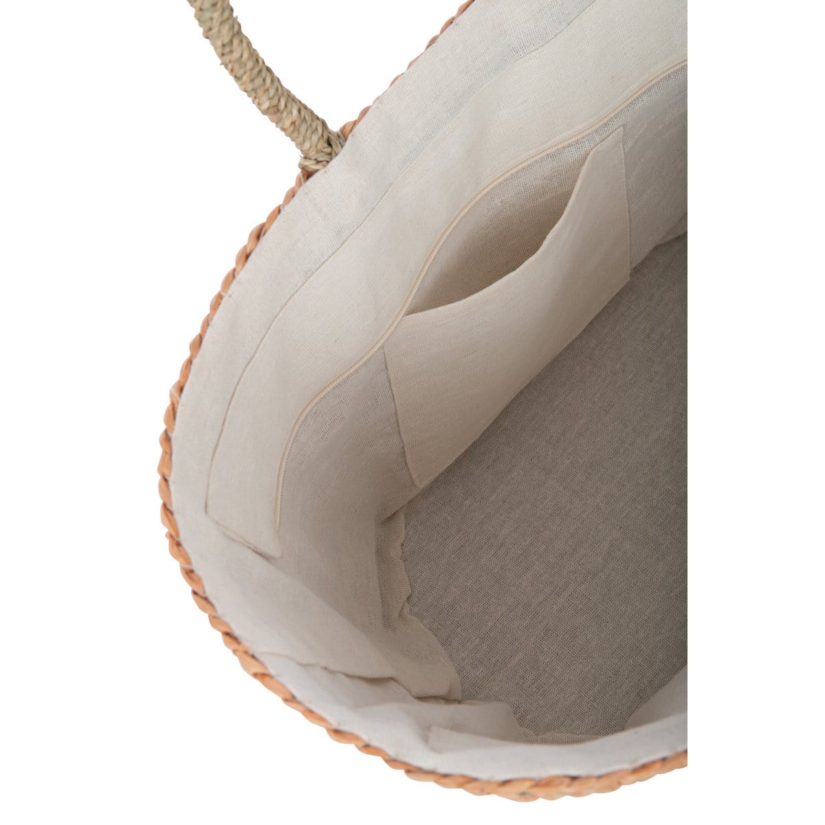 J-Line J-Line Strandtas Kort Handvatten Horizontale Strepen Jute Naturel/Licht Oranje