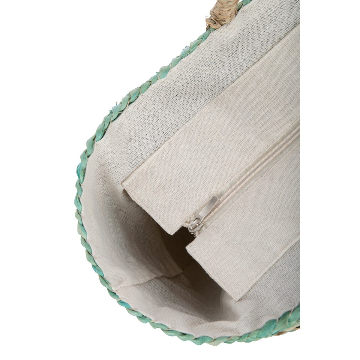 J-Line J-Line Strandtas Korte Handvatten Horizontale Streep Jute Naturel/Blauw