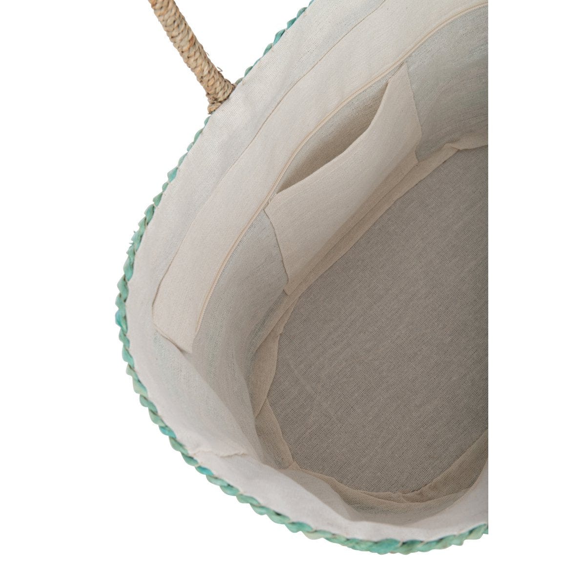 J-Line J-Line Strandtas Korte Handvatten Horizontale Streep Jute Naturel/Blauw