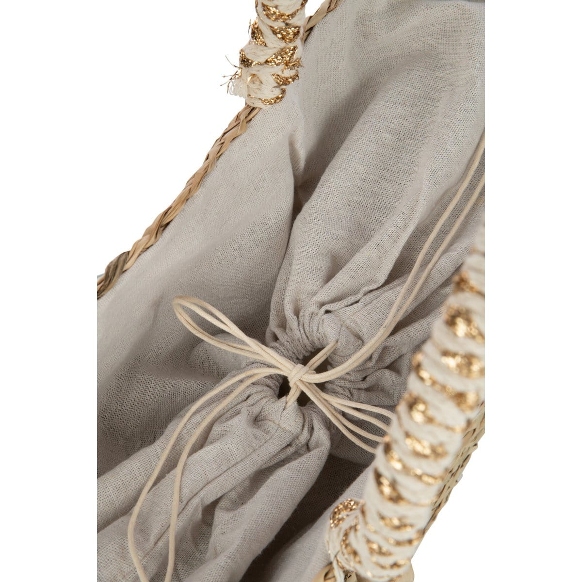 J-Line J-Line Strandtas Kwast+Houten Kralen Zeegras Nat/Creme
