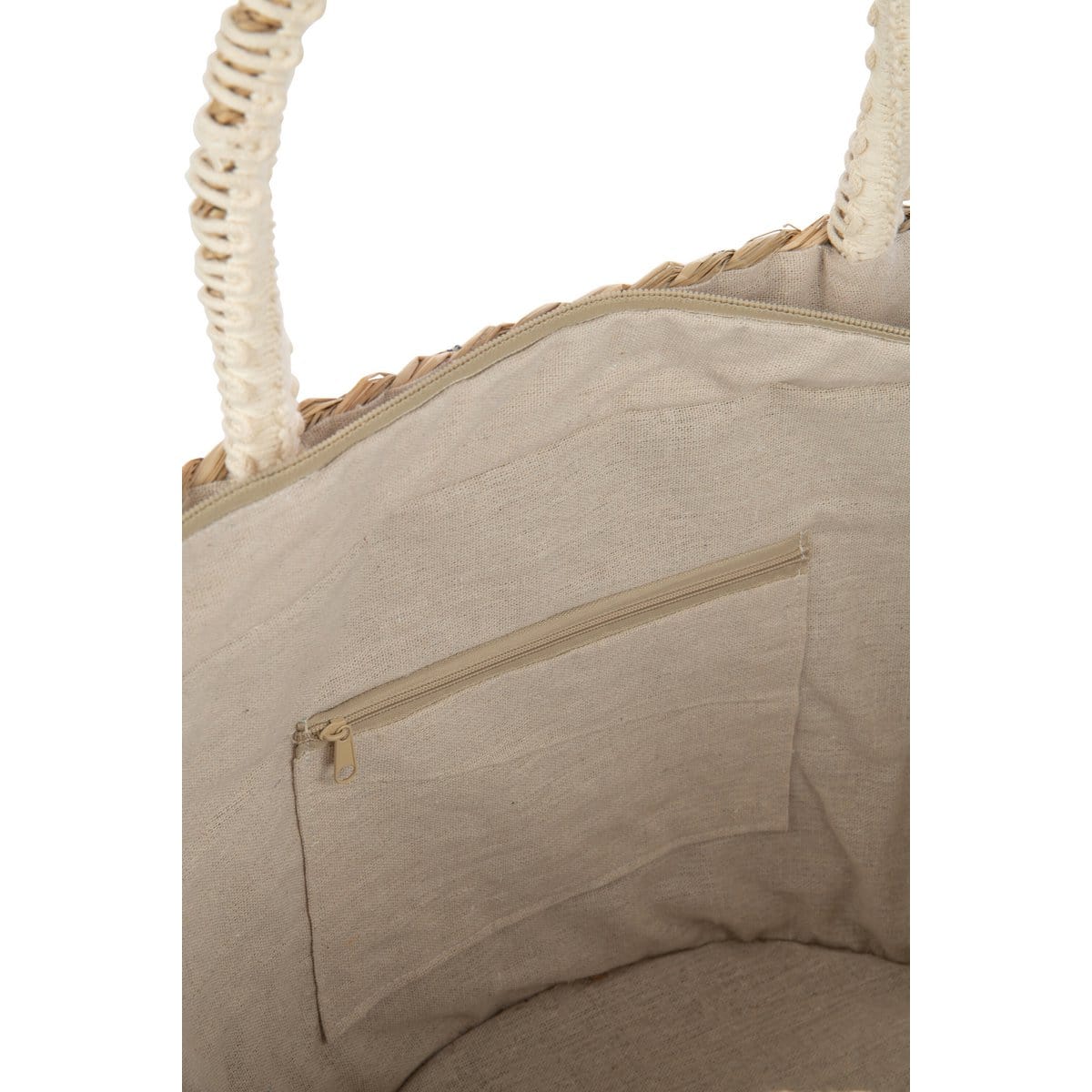 J-Line J-Line Strandtas Kwasten+Schelpen Zeegras Nat/Blauw