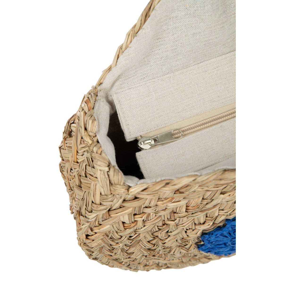 J-Line J-Line Strandtas Rond Bloem Zeegras Nat/Blauw