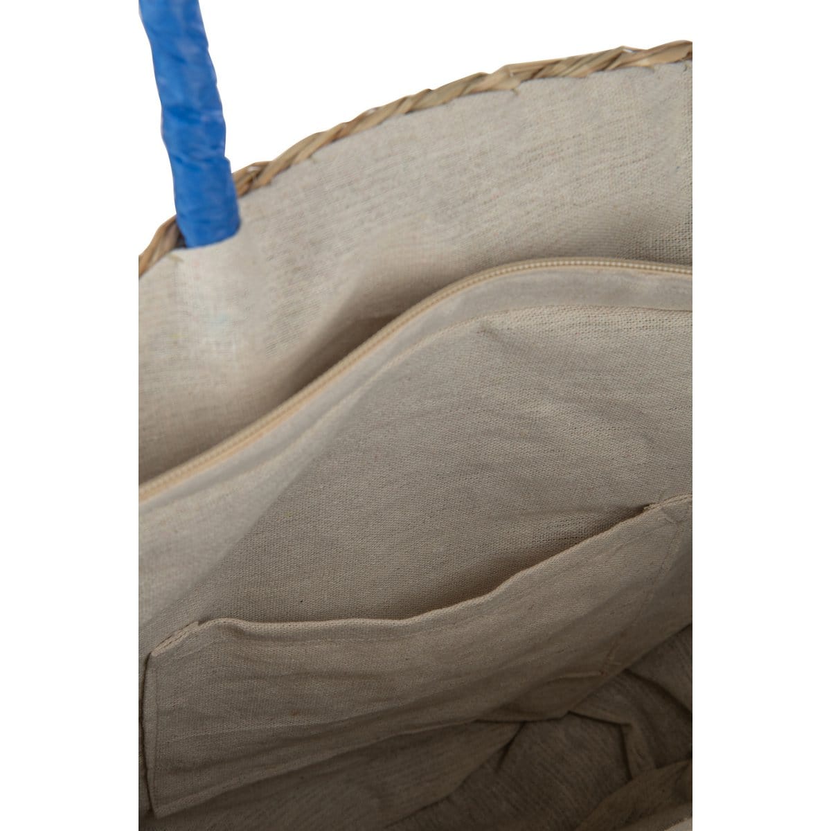 J-Line J-Line Strandtas Rond Bloem Zeegras Nat/Blauw