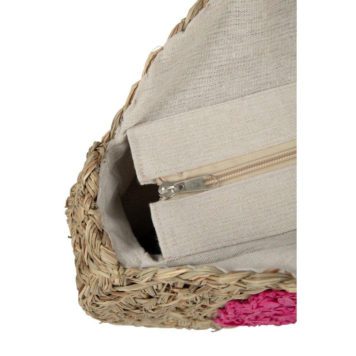J-Line J-Line Strandtas Rond Bloem Zeegras Nat/Fushia