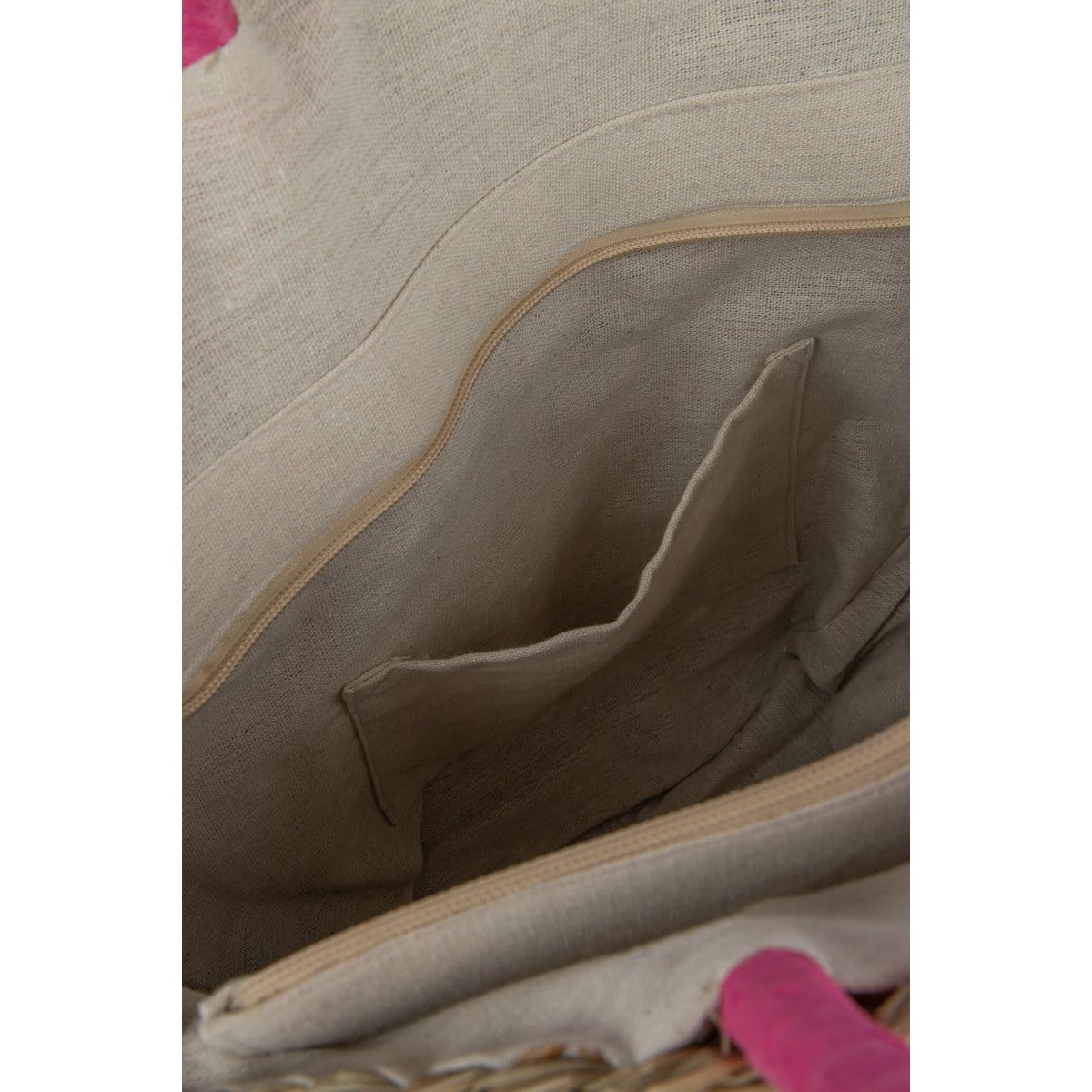 J-Line J-Line Strandtas Rond Bloem Zeegras Nat/Fushia
