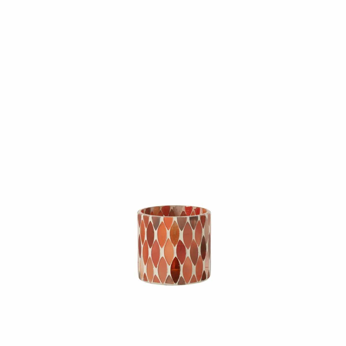 J-Line J-Line Teelicht Houder Mozaiek Blad Glas Rood/Oranje Small