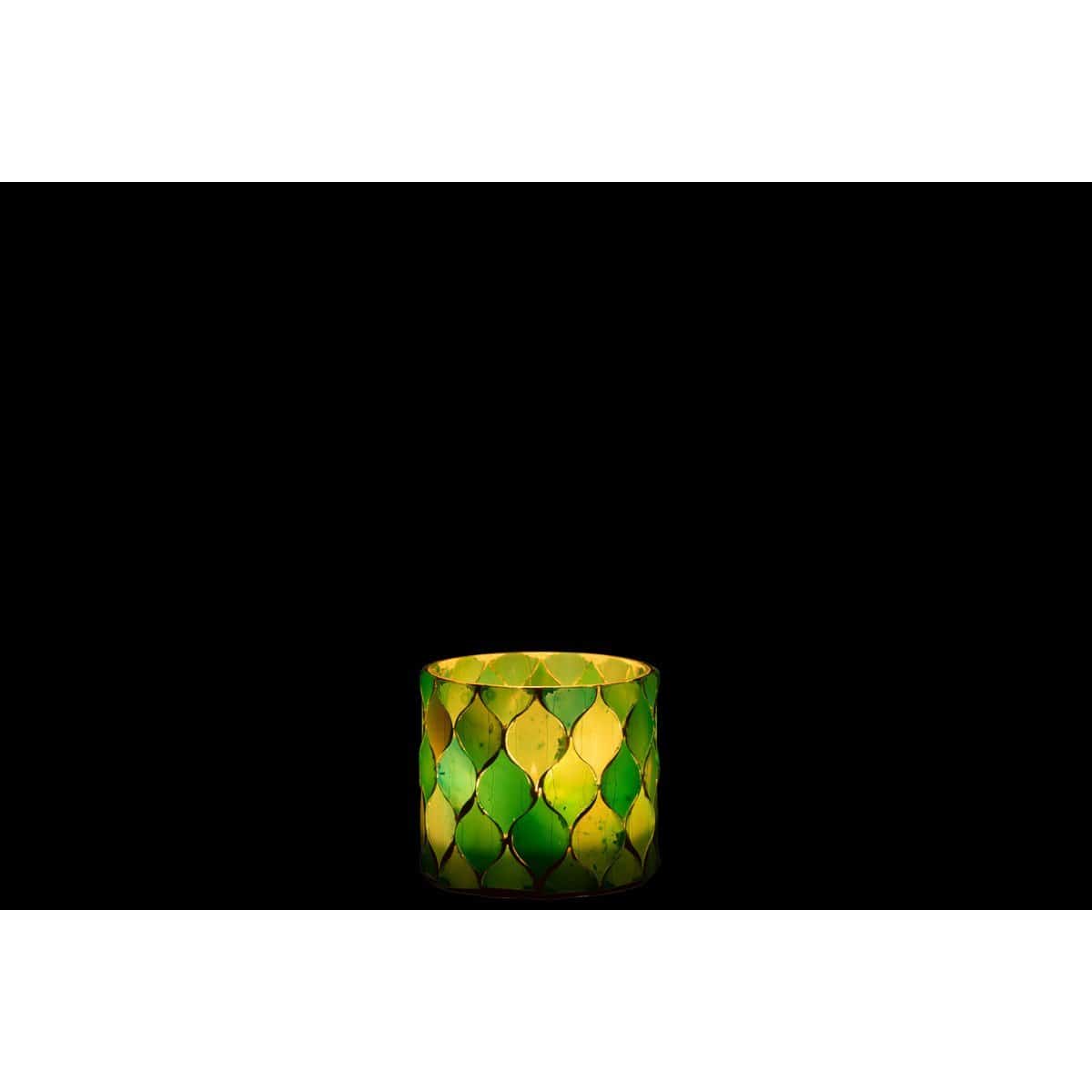 J-Line J-Line Teelicht Houder Mozaiek Diamant Glas Blauw/Groen Small