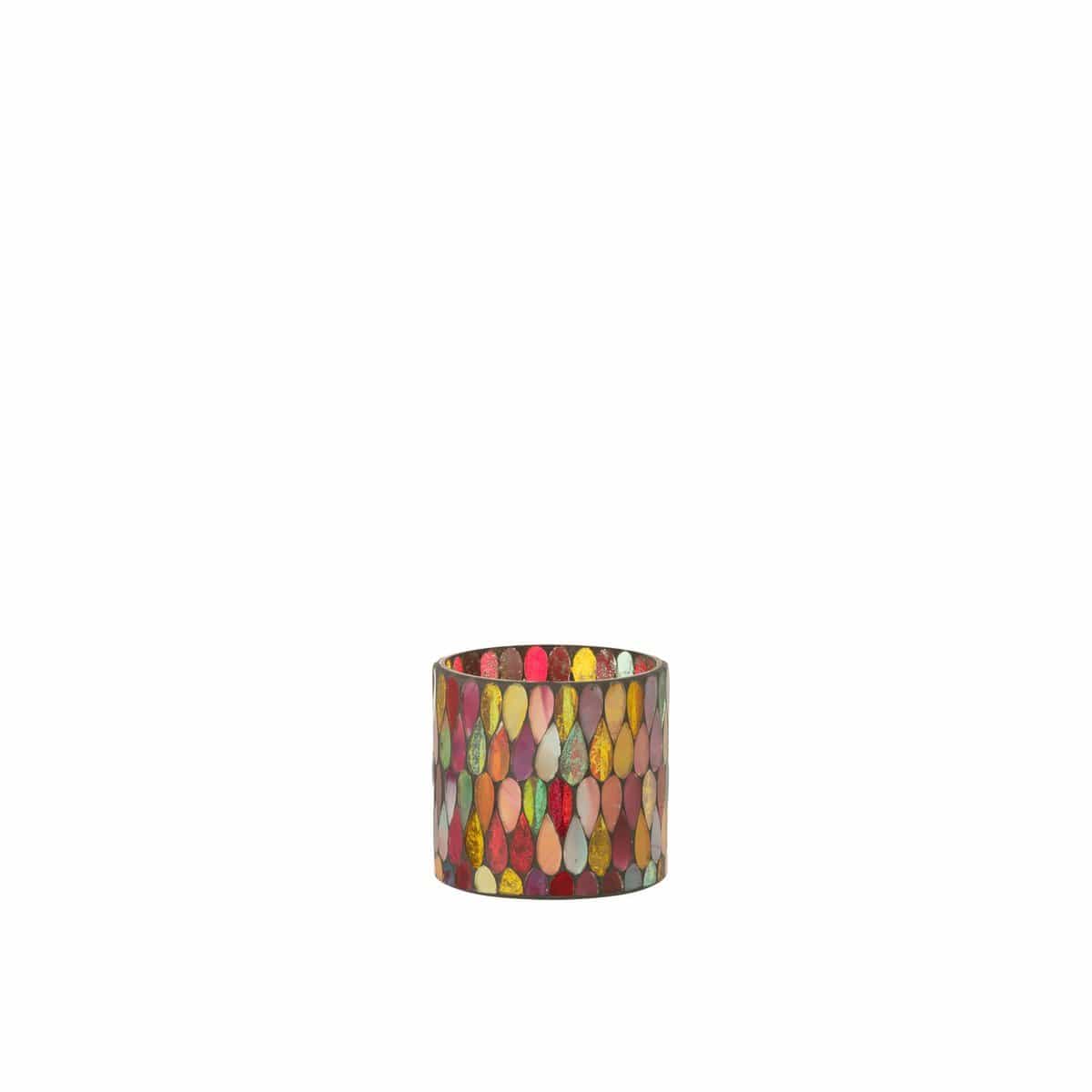 J-Line J-Line Teelicht Houder Mozaiek Druppel Glas Mix Small