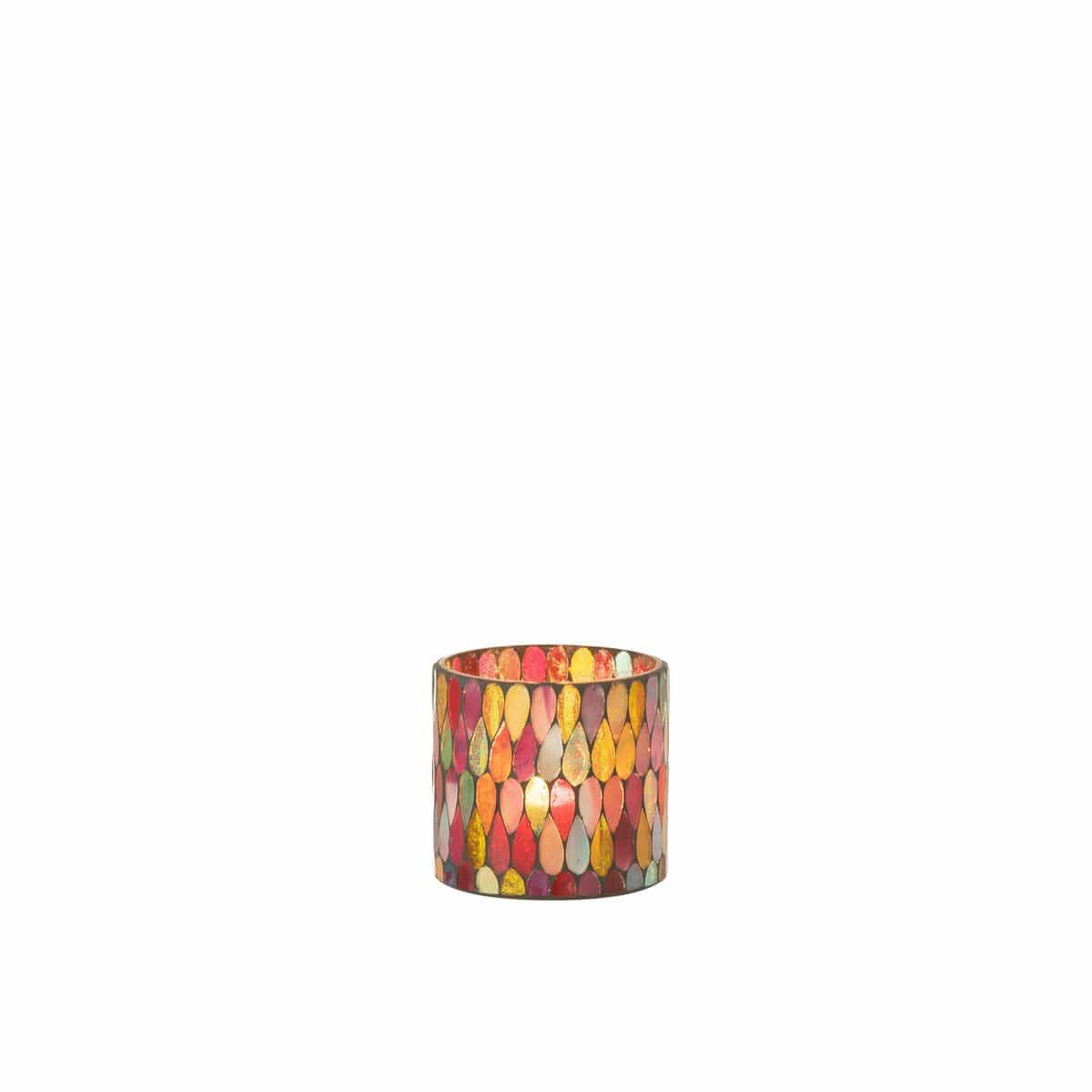 J-Line J-Line Teelicht Houder Mozaiek Druppel Glas Mix Small