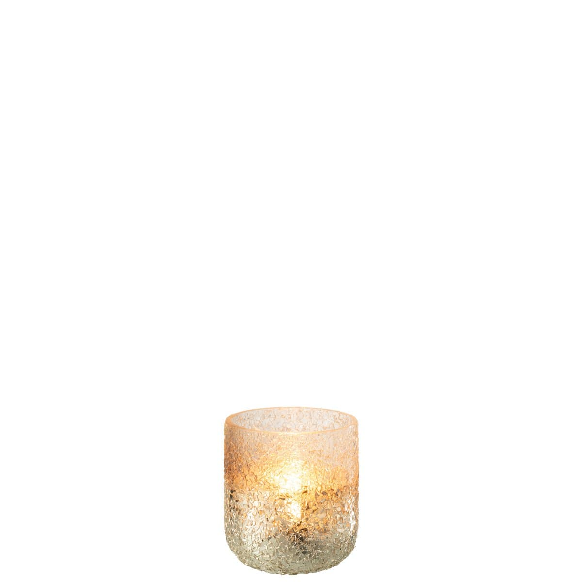 J-Line J-Line teelichthouder Gebroken - glas - zilver - extra small