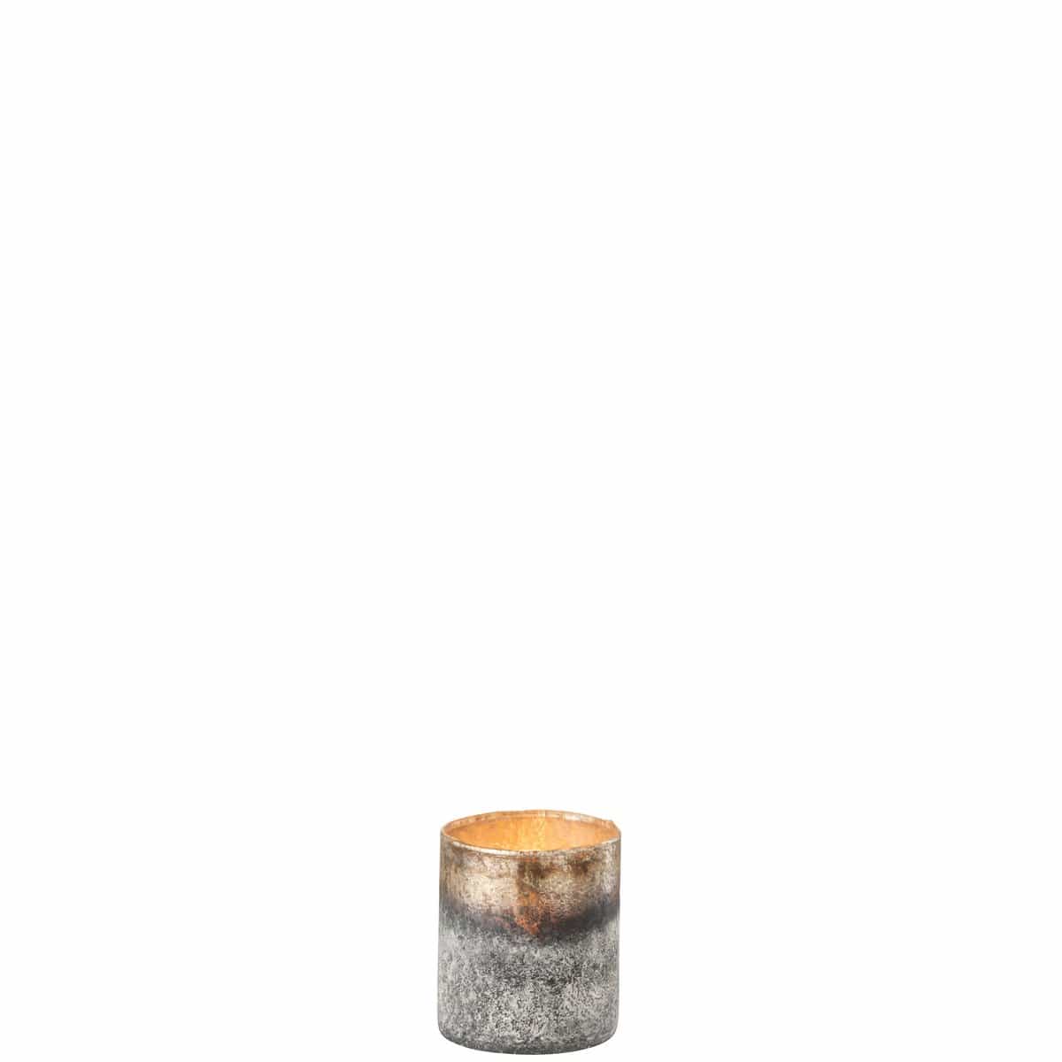 J-Line J-Line theelichthouder Antiek - glas - blauw/grijs - small - 4 stuks