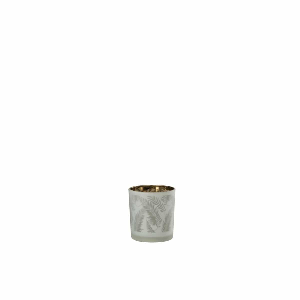 J-Line J-Line theelichthouder Blad - glas - wit/groen - small - 4 stuks