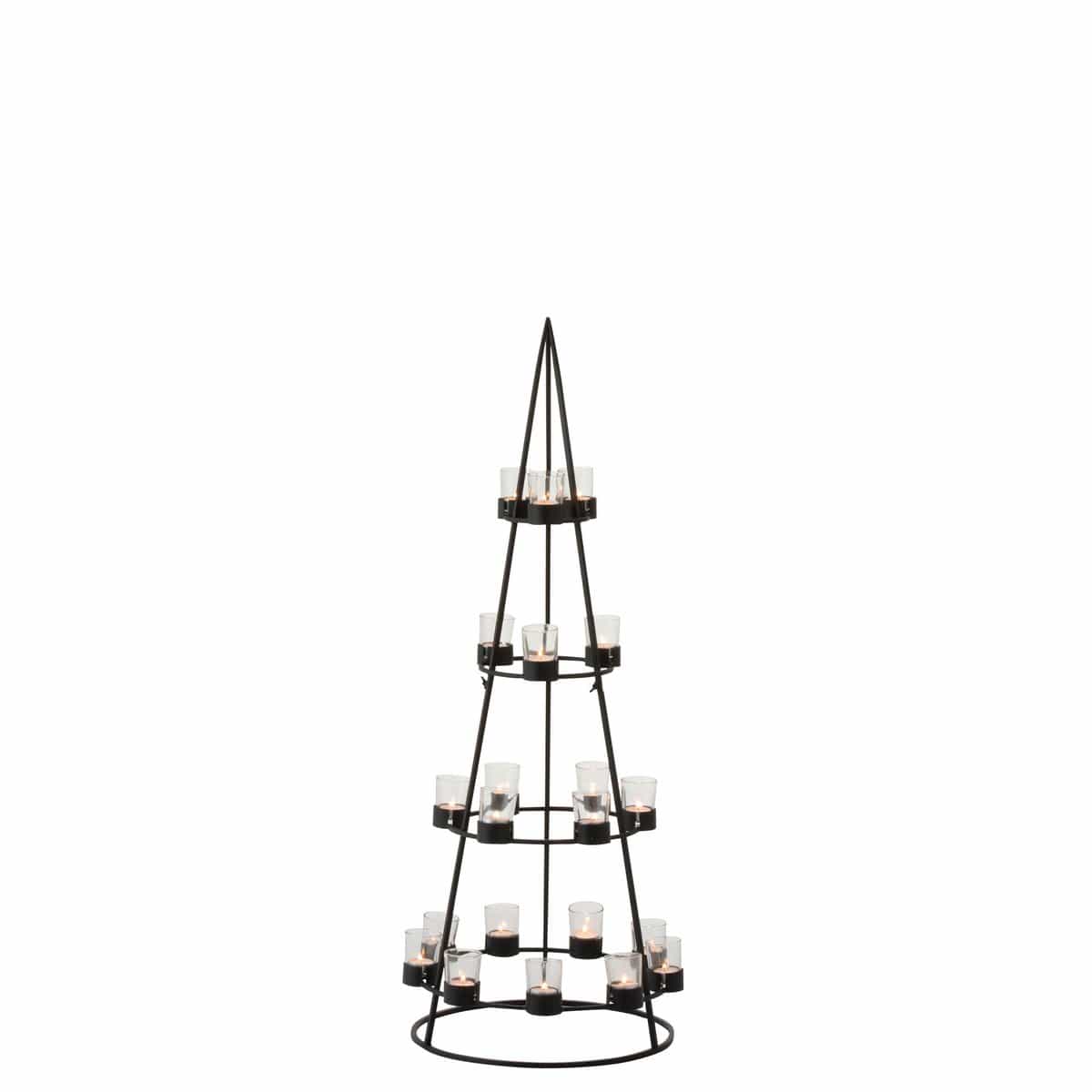 J-Line J-Line theelichthouder Boom 21 - metaal/glas - zwart