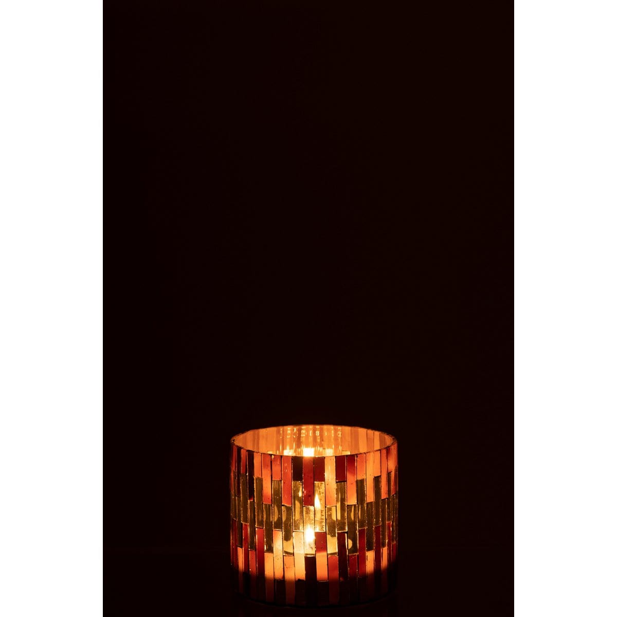 J-Line J-Line theelichthouder Chic - glas - bruin/goud - small - 2 stuks