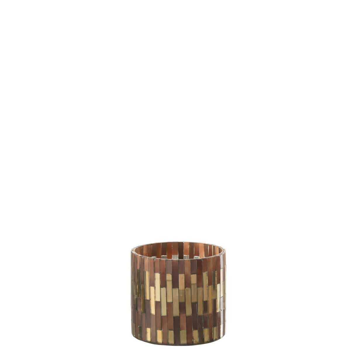 J-Line J-Line theelichthouder Chic - glas - bruin/goud - small - 2 stuks
