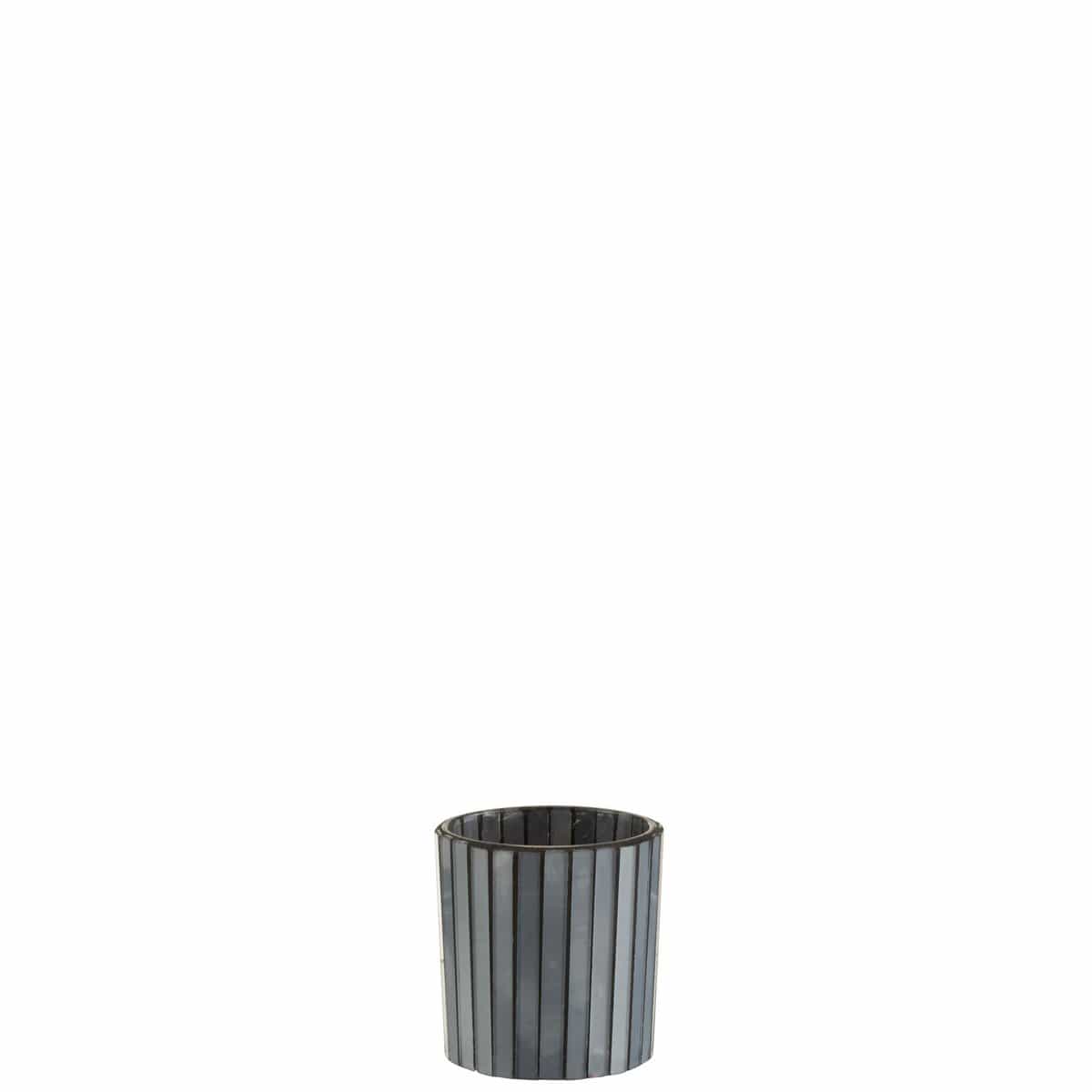J-Line J-Line theelichthouder Cilinder - glas - blauwgrijs - small - 3 stuks