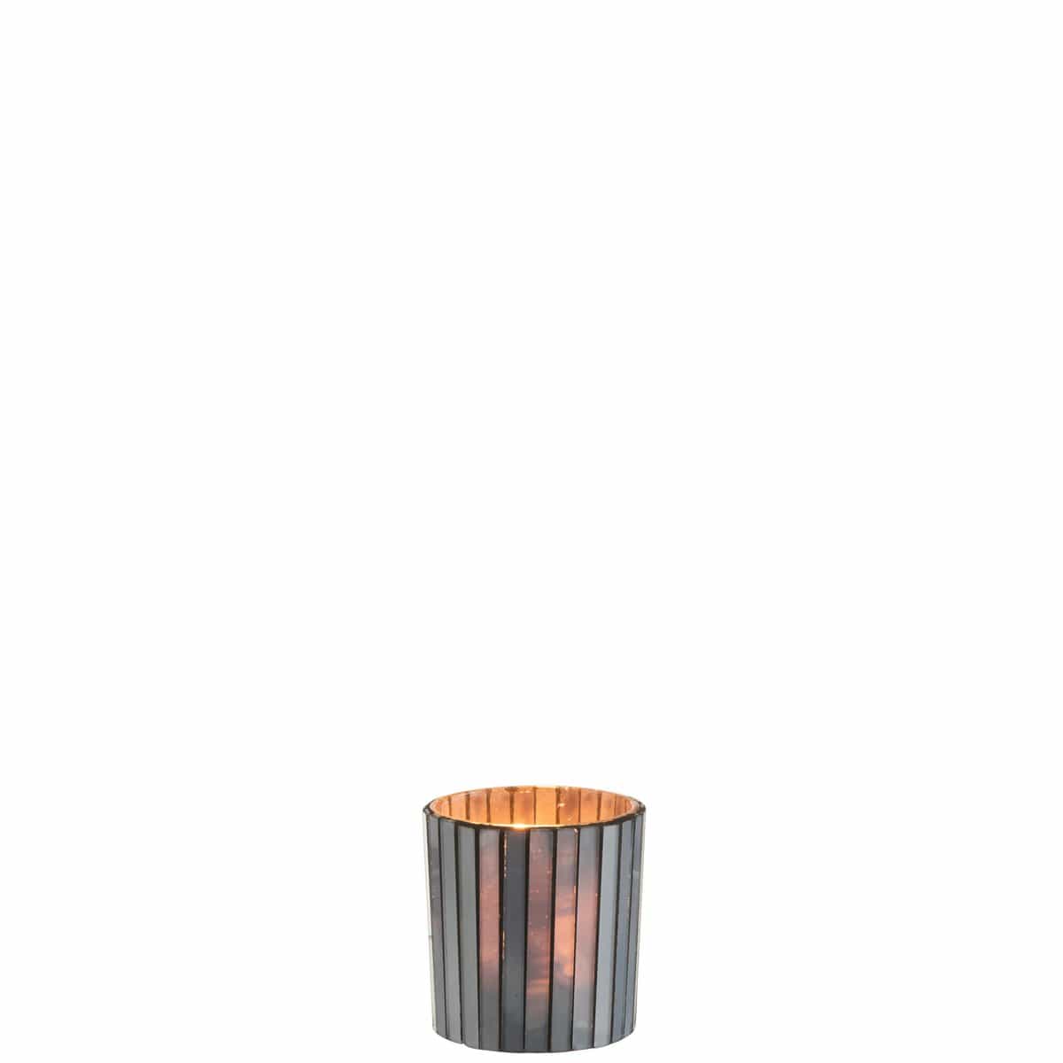 J-Line J-Line theelichthouder Cilinder - glas - blauwgrijs - small - 3 stuks