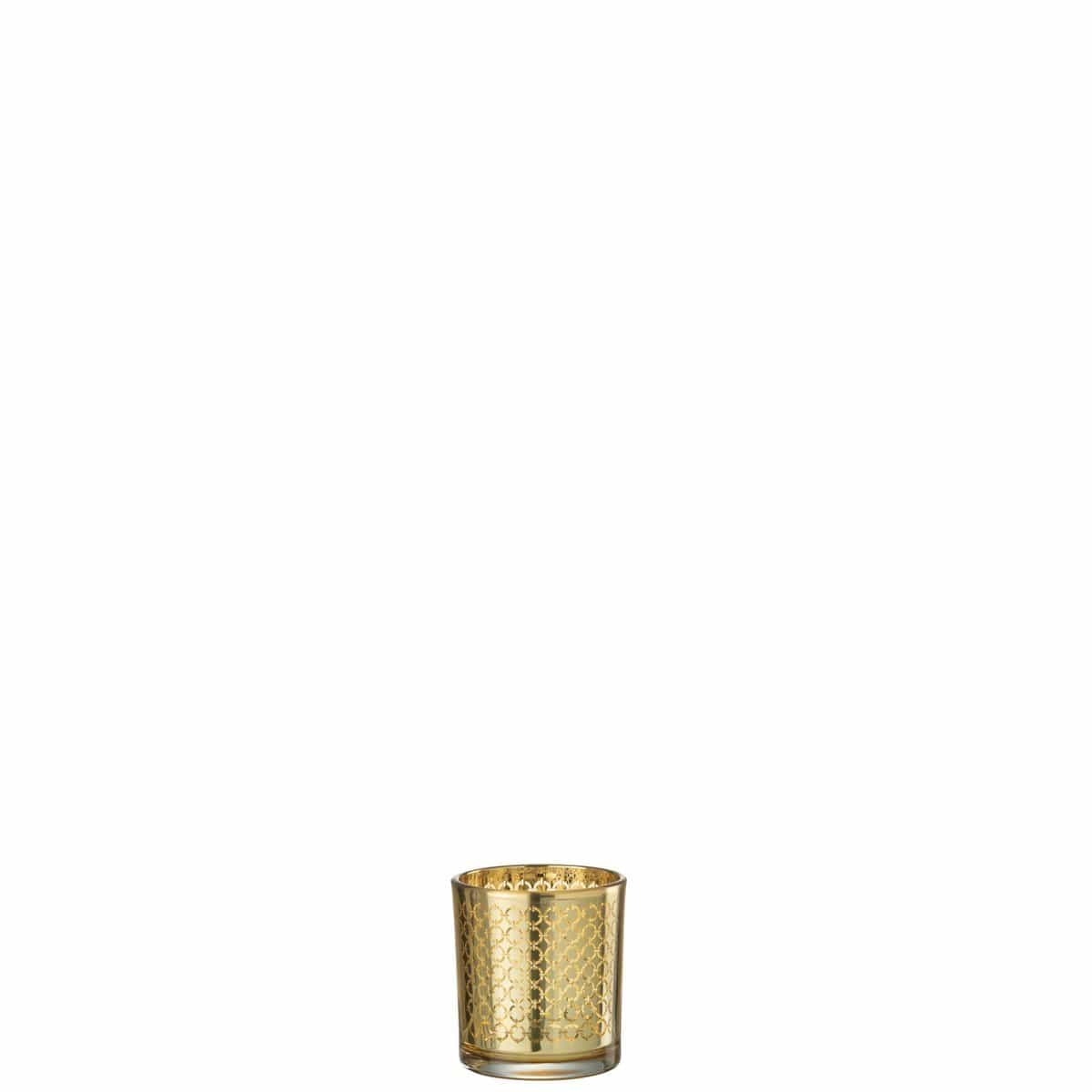 J-Line J-Line theelichthouder Cirkel - glas - goud - 4 stuks