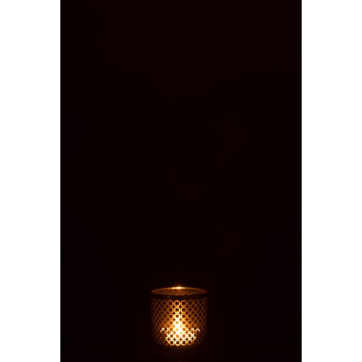 J-Line J-Line theelichthouder Cirkel - glas - goud - 4 stuks