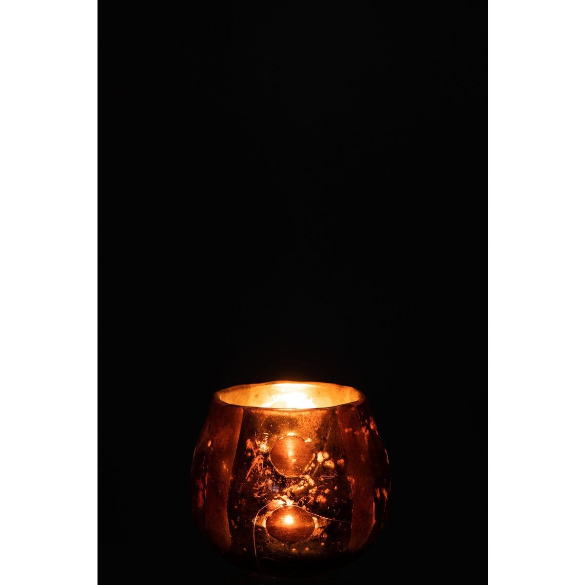 J-Line J-Line theelichthouder Coconut - glas - bruin - 2 stuks