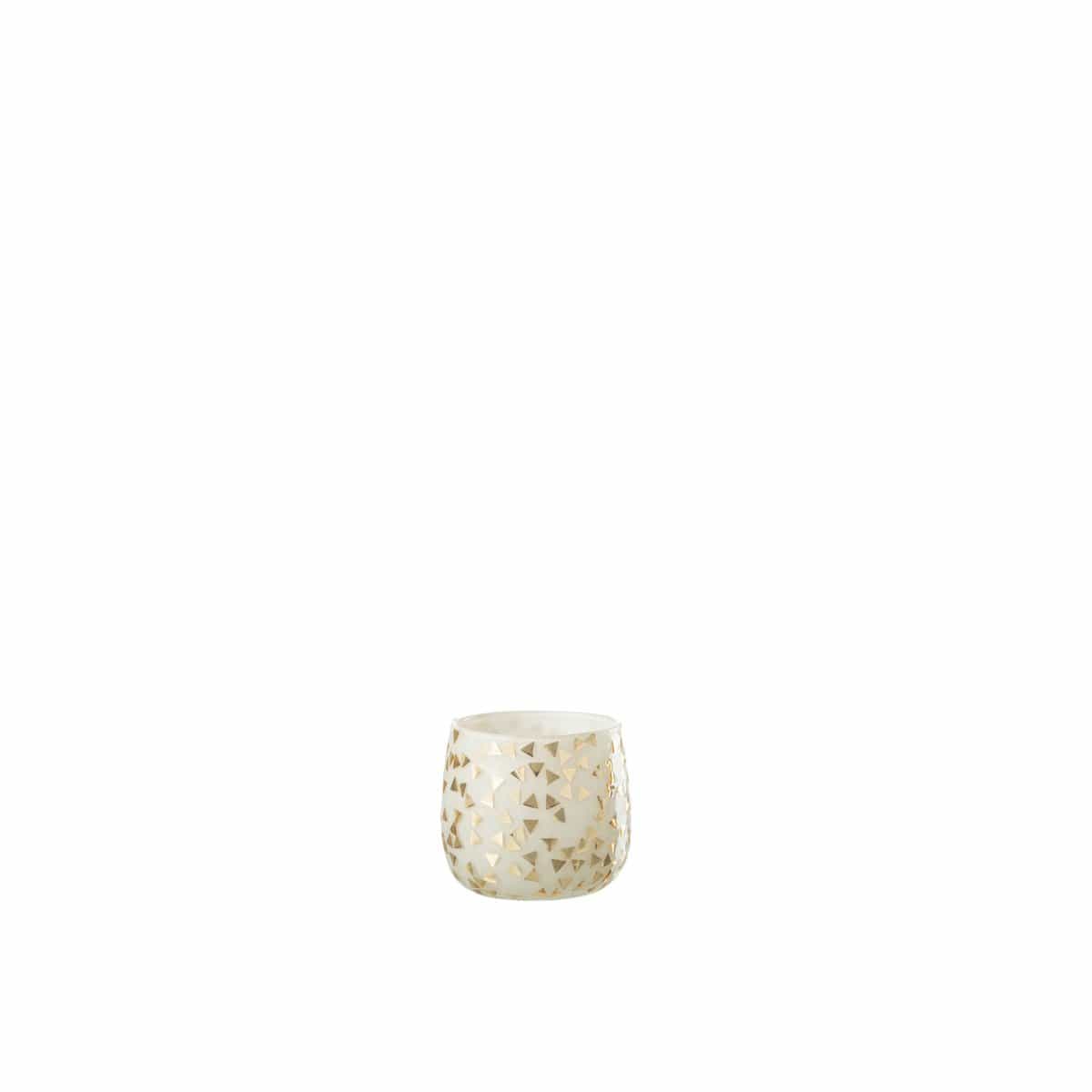 J-Line J-Line theelichthouder Driehoek - glas - wit/goud - small - 4 stuks