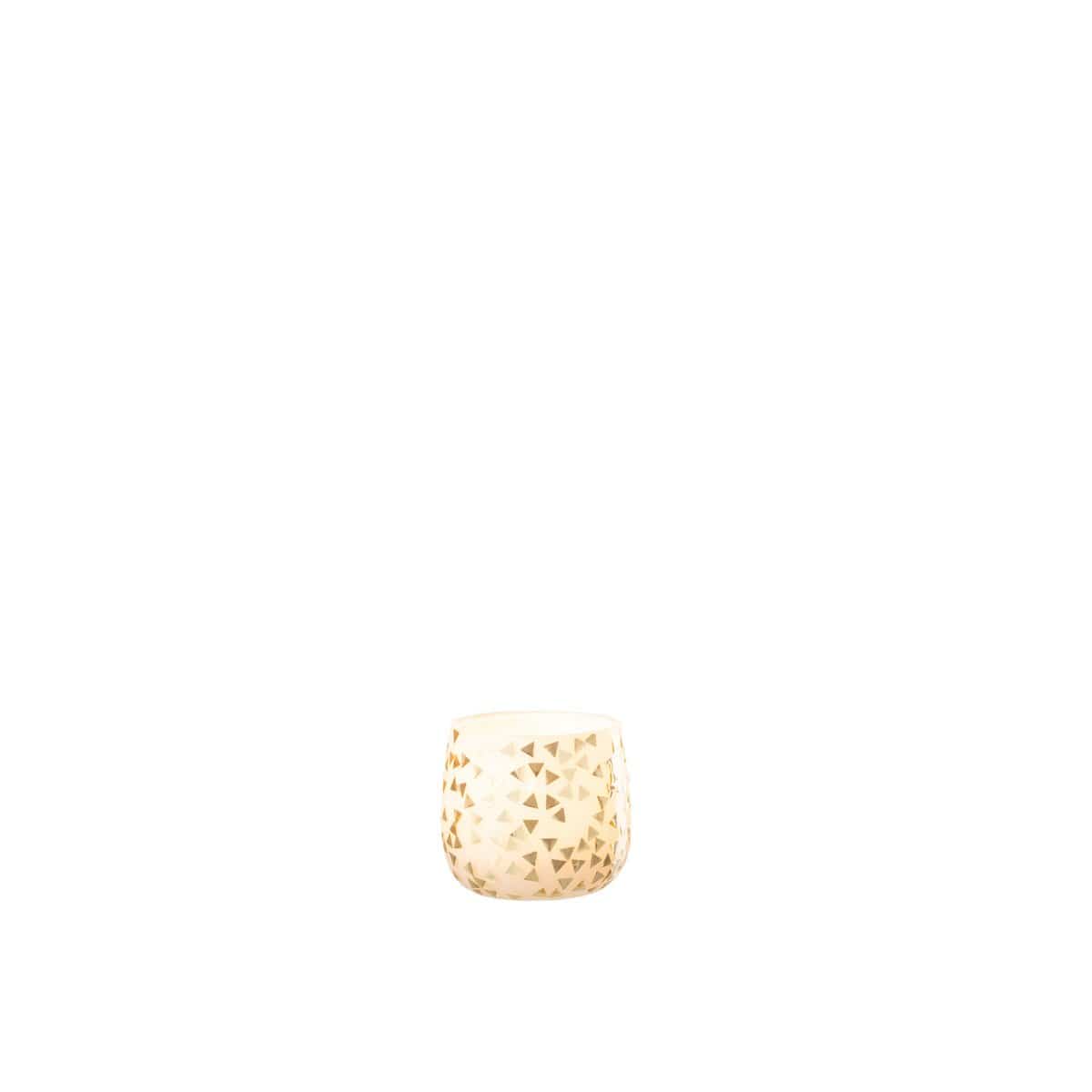 J-Line J-Line theelichthouder Driehoek - glas - wit/goud - small - 4 stuks