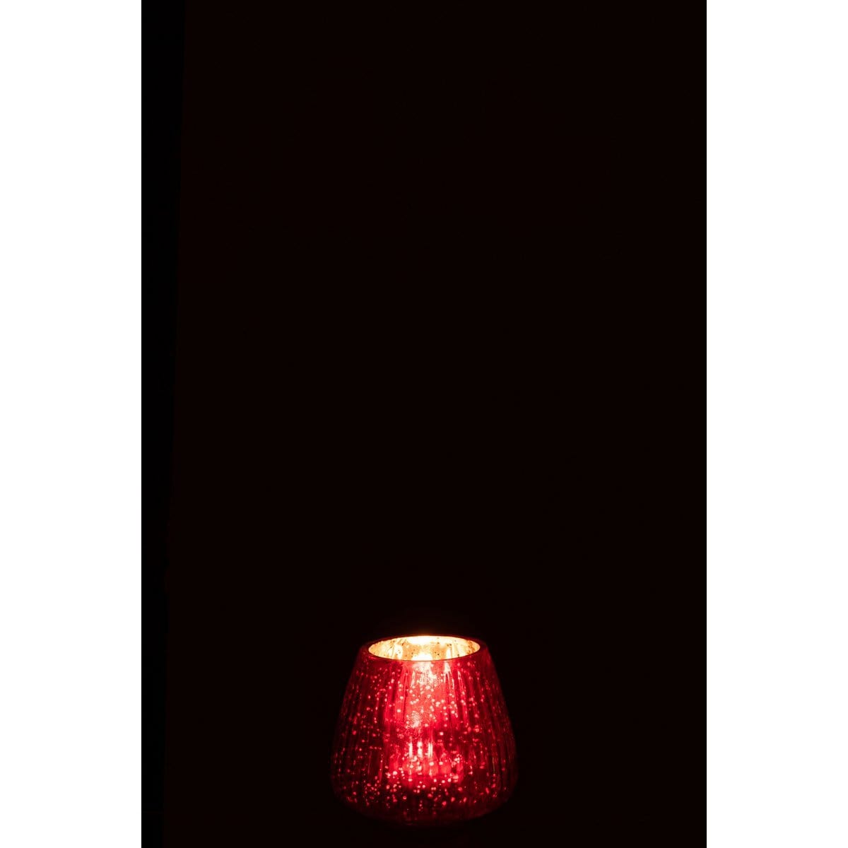 J-Line J-Line theelichthouder Geribbeld - glas - rood - 4 stuks