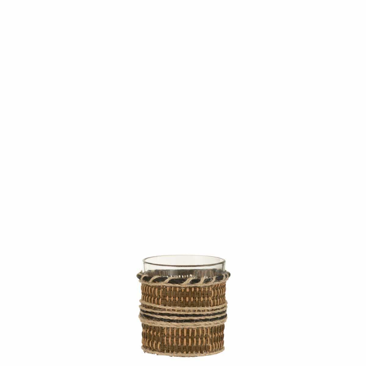 J-Line J-Line theelichthouder - glas - bruin/beige - 3 stuks