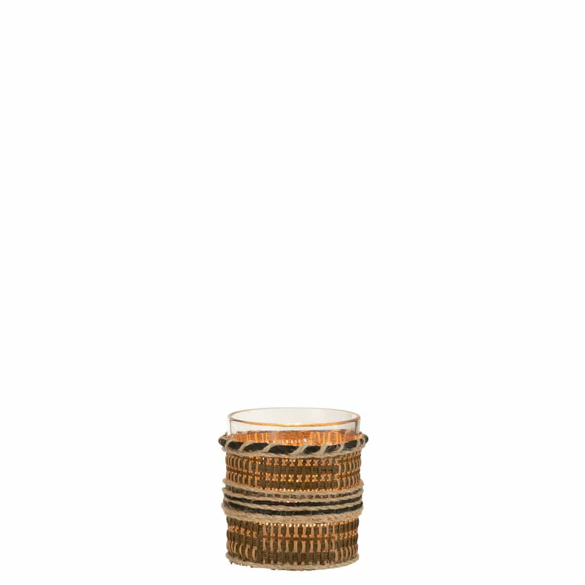 J-Line J-Line theelichthouder - glas - bruin/beige - 3 stuks