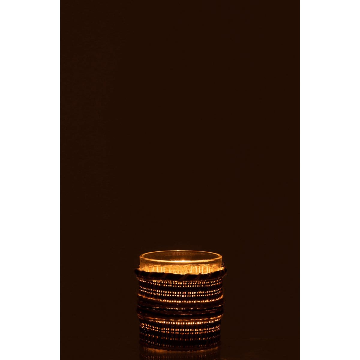J-Line J-Line theelichthouder - glas - bruin/beige - 3 stuks