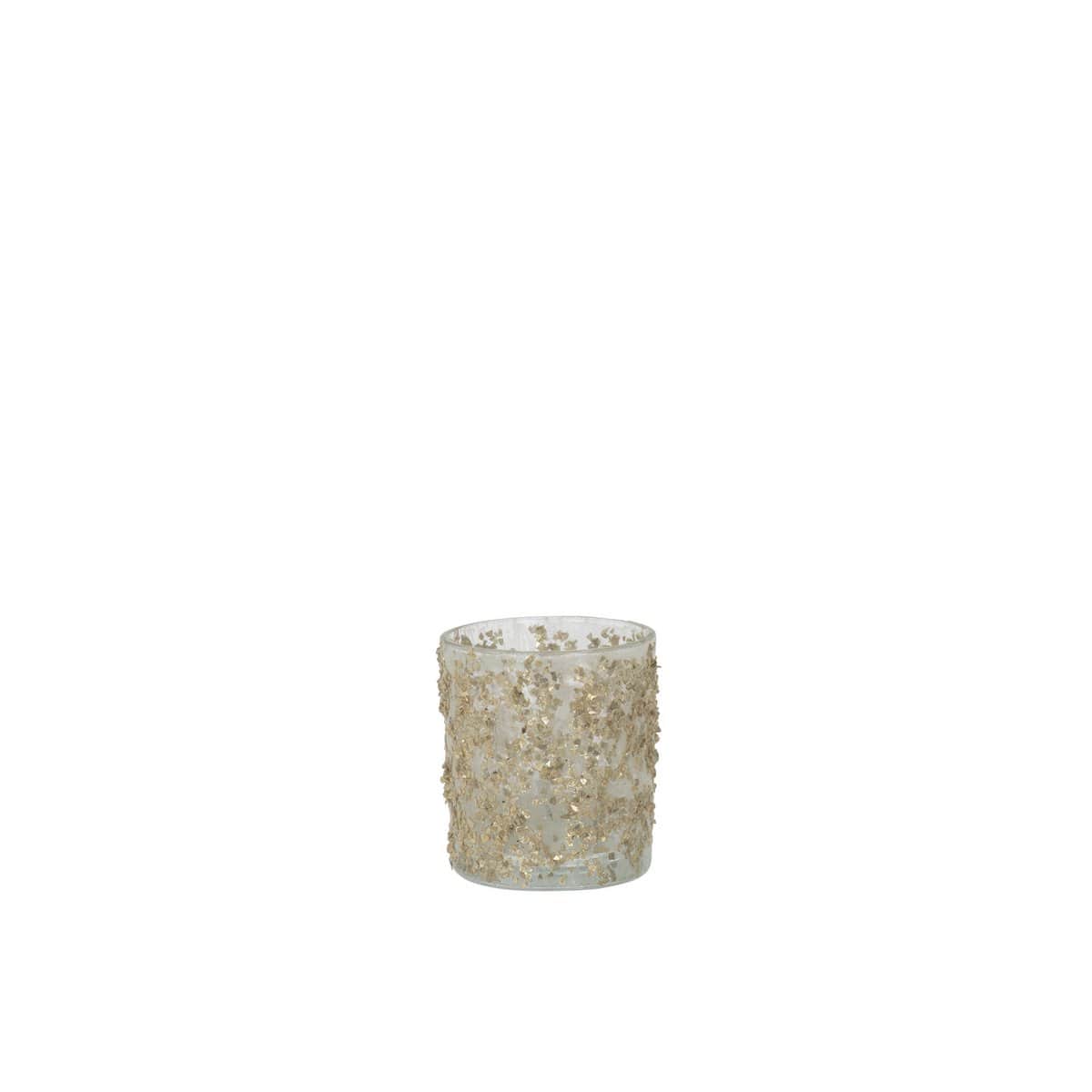 J-Line J-Line theelichthouder Glitter - glas - champagne - klein - 4 stuks
