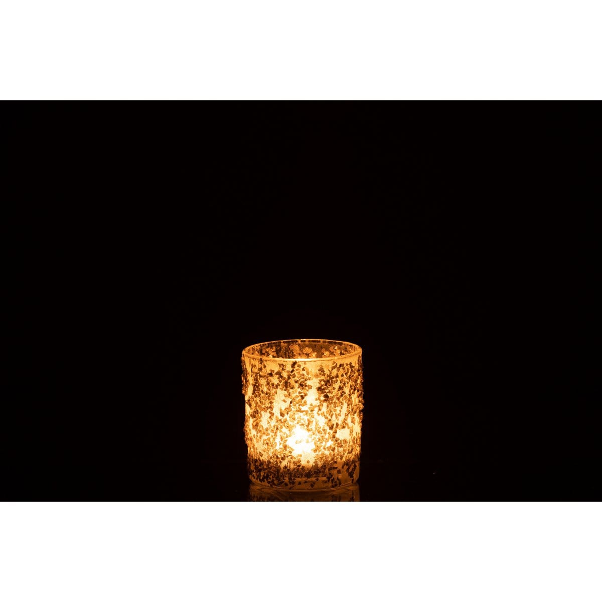 J-Line J-Line theelichthouder Glitter - glas - champagne - klein - 4 stuks