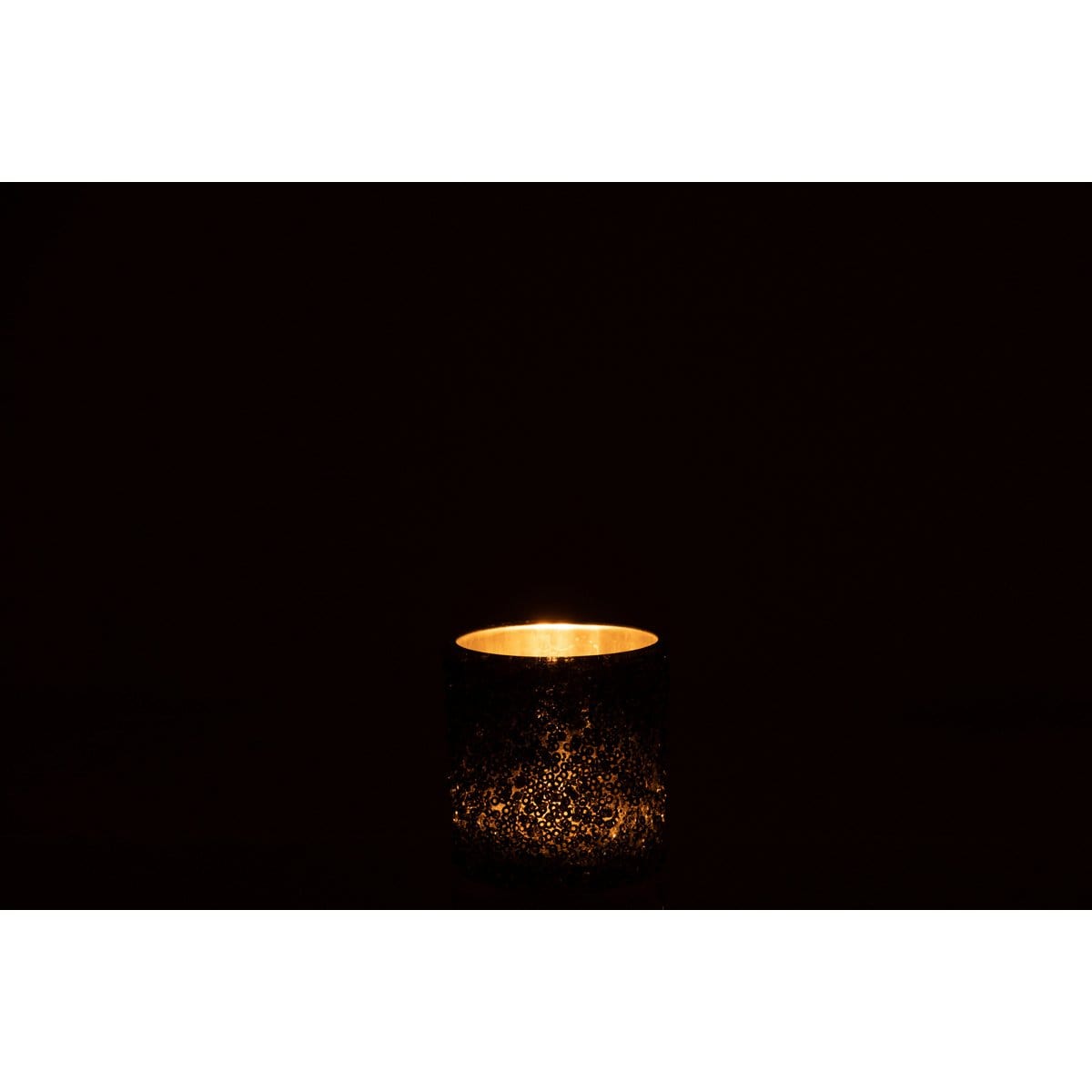 J-Line J-Line theelichthouder Glitter - glas - grijs - small - 4 stuks