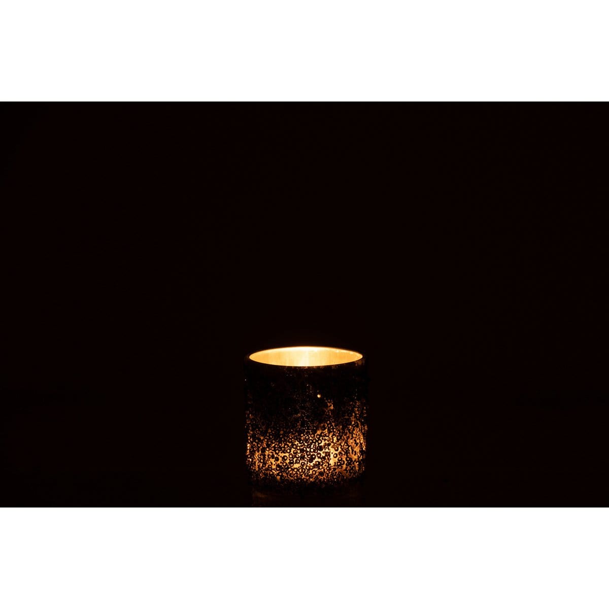 J-Line J-Line theelichthouder Glitter - glas - grijs - small - 4 stuks