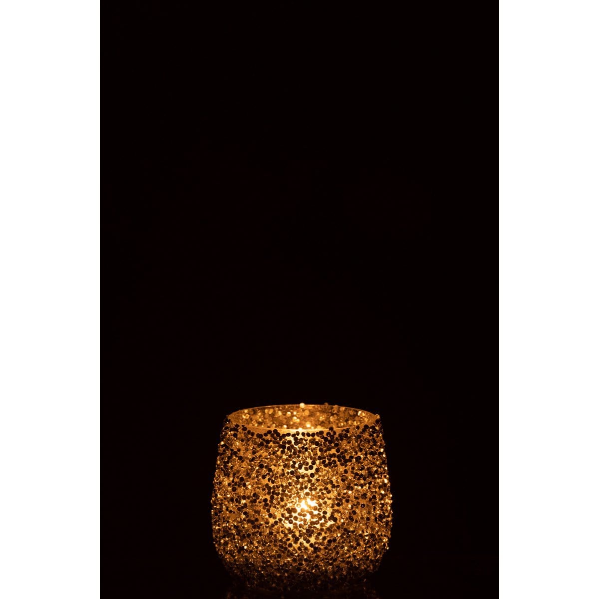 J-Line J-Line theelichthouder Glitter - glas - zilver - small - 2 stuks