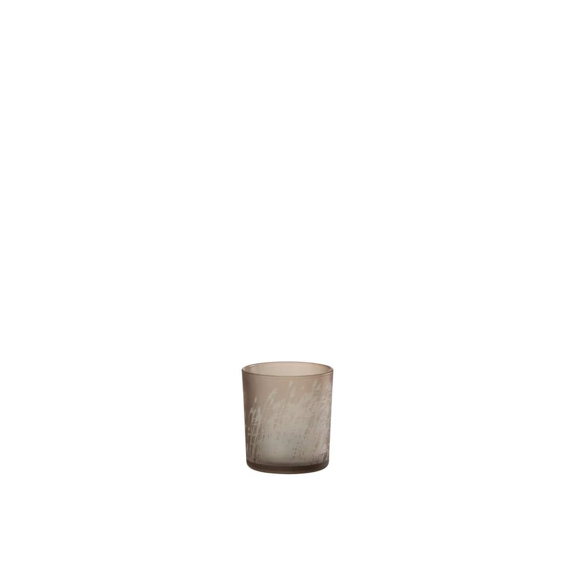 J-Line J-Line theelichthouder Gras - glas - beige - small - 4 stuks
