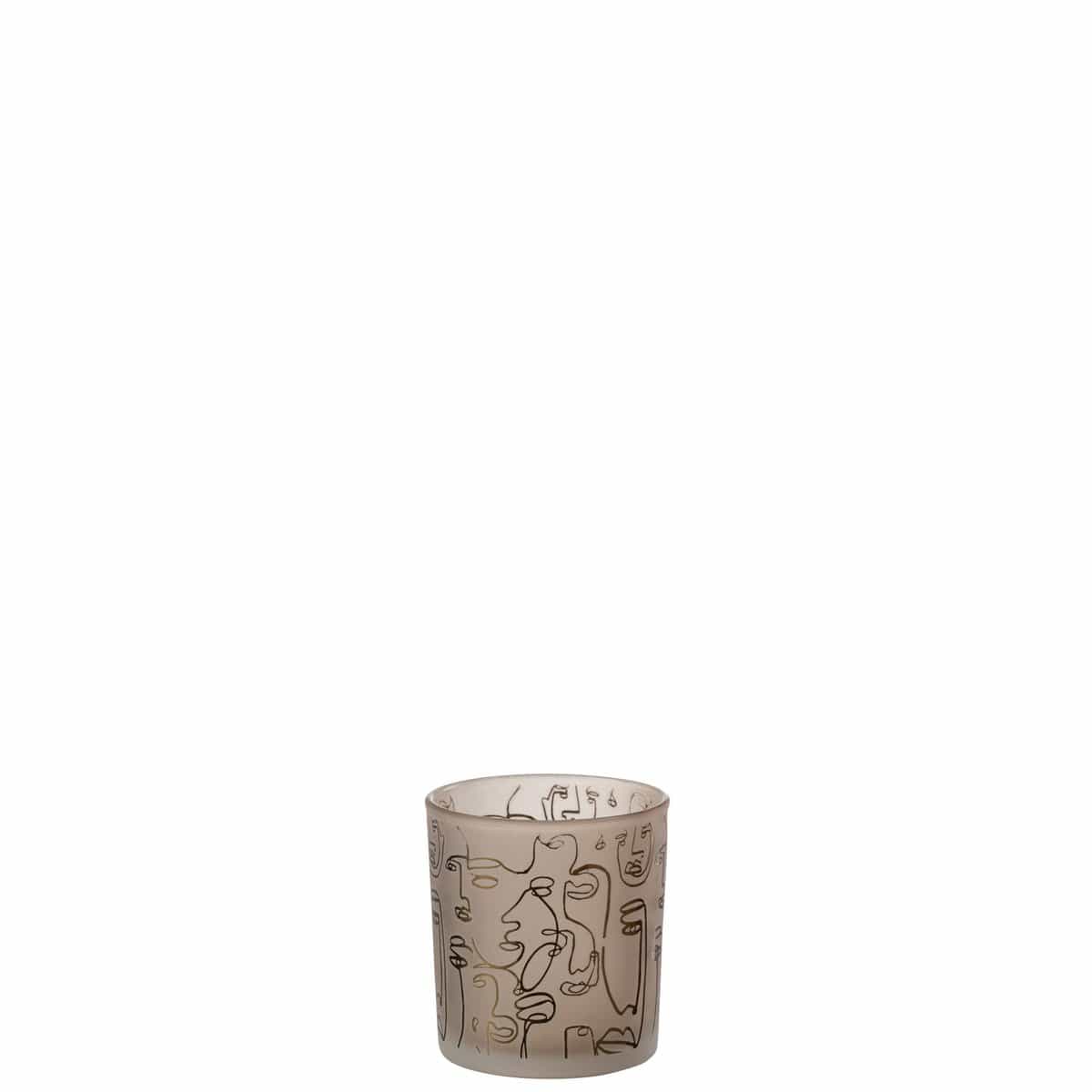J-Line J-Line theelichthouder Happy Faces - glas - beige - small - 2 stuks