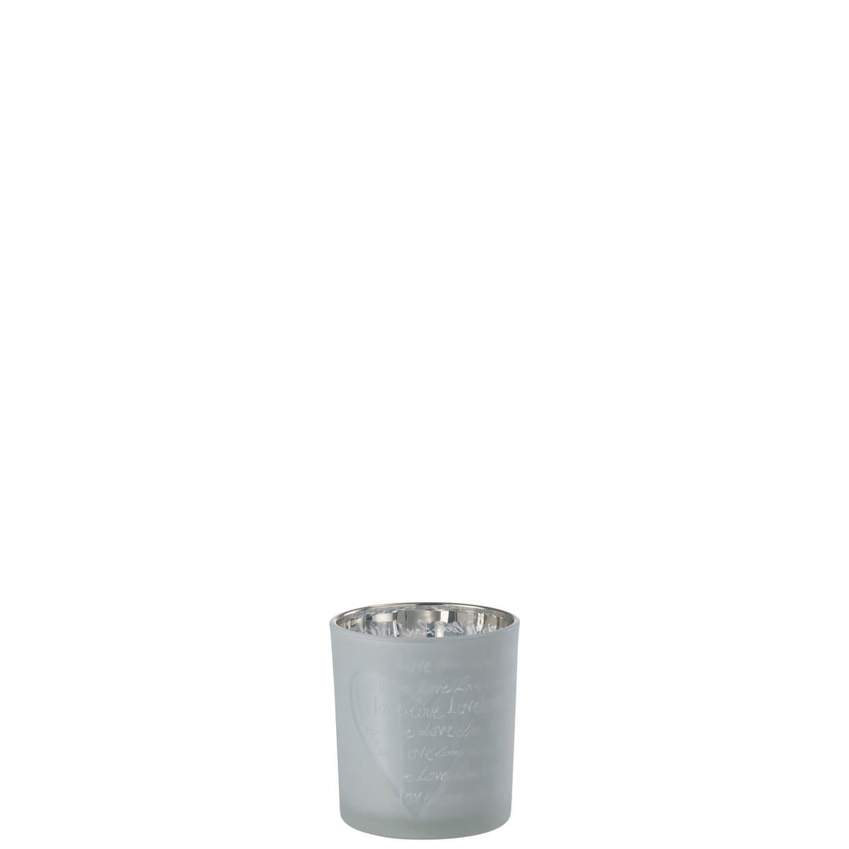 J-Line J-Line theelichthouder Love - glas - wit - small - 6 stuks