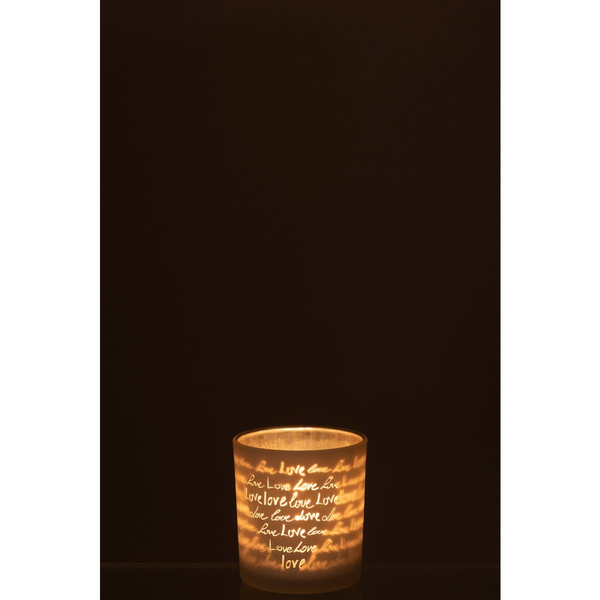 J-Line J-Line theelichthouder Love - glas - wit - small - 6 stuks