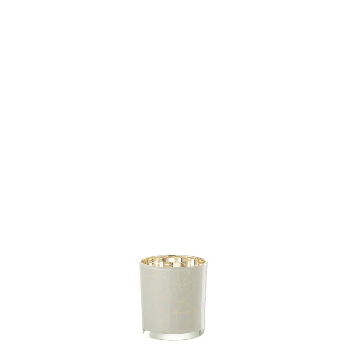 J-Line J-Line theelichthouder Milano - glas - wit/goud - small - 4 stuks