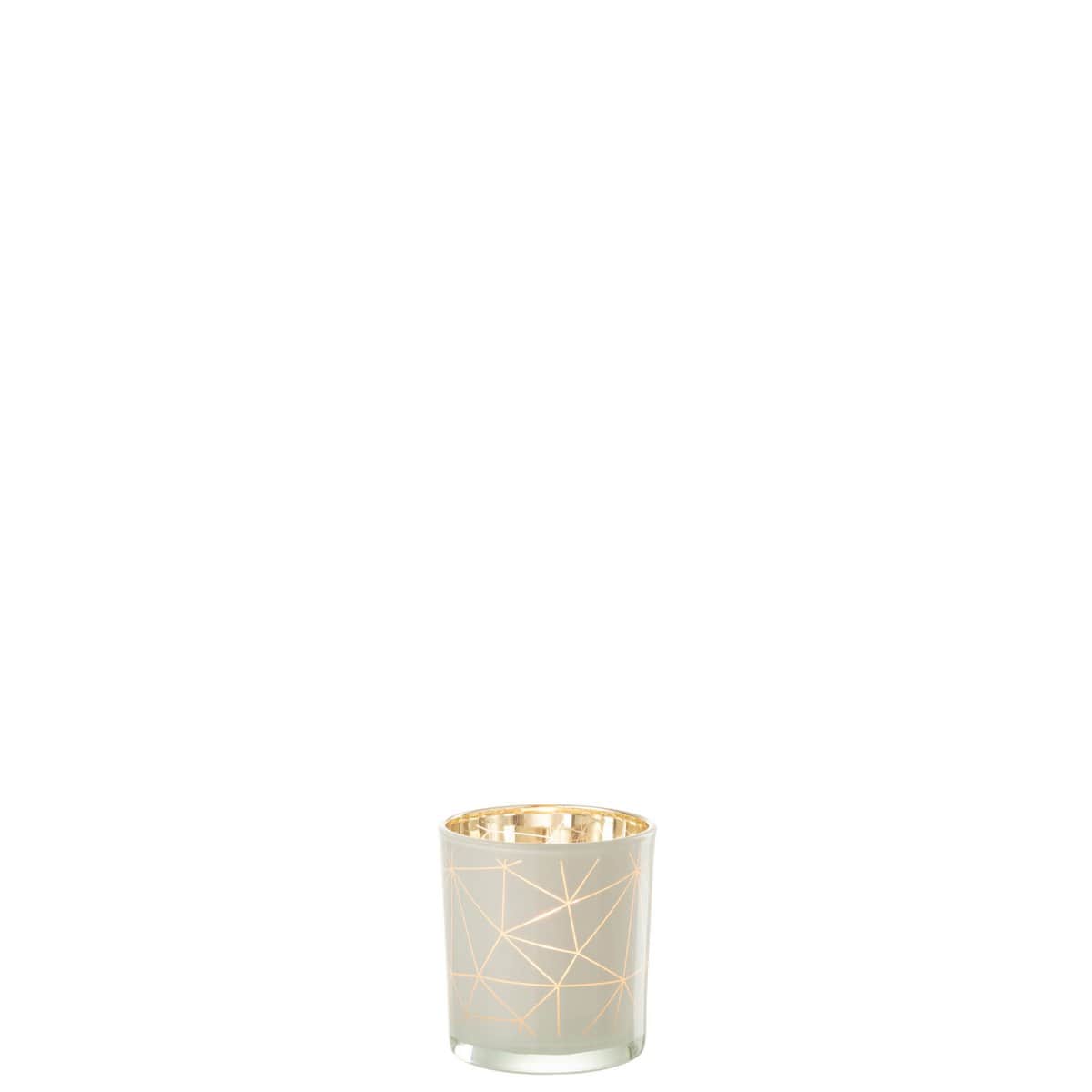 J-Line J-Line theelichthouder Milano - glas - wit/goud - small - 4 stuks