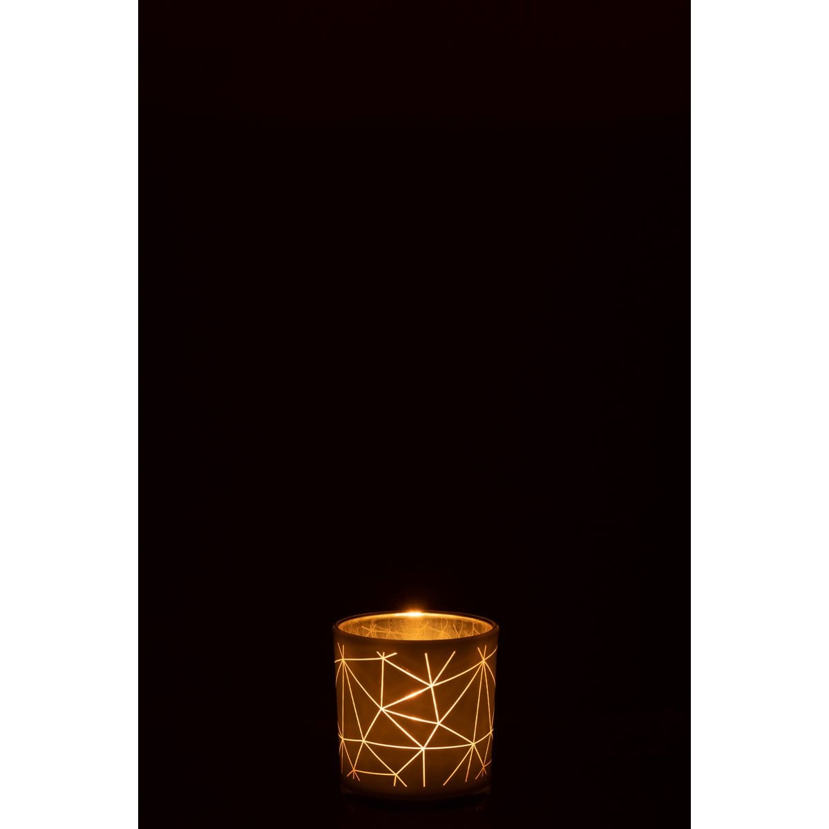J-Line J-Line theelichthouder Milano - glas - wit/goud - small - 4 stuks