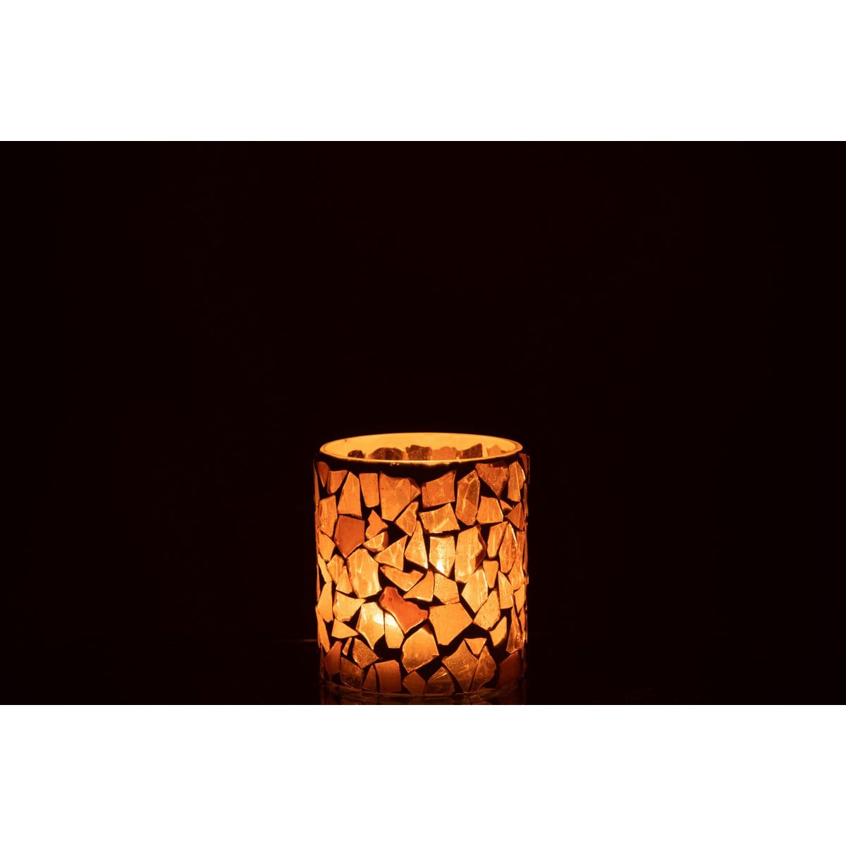 J-Line J-Line theelichthouder Mozaiek - glas - beige - small - 2 stuks