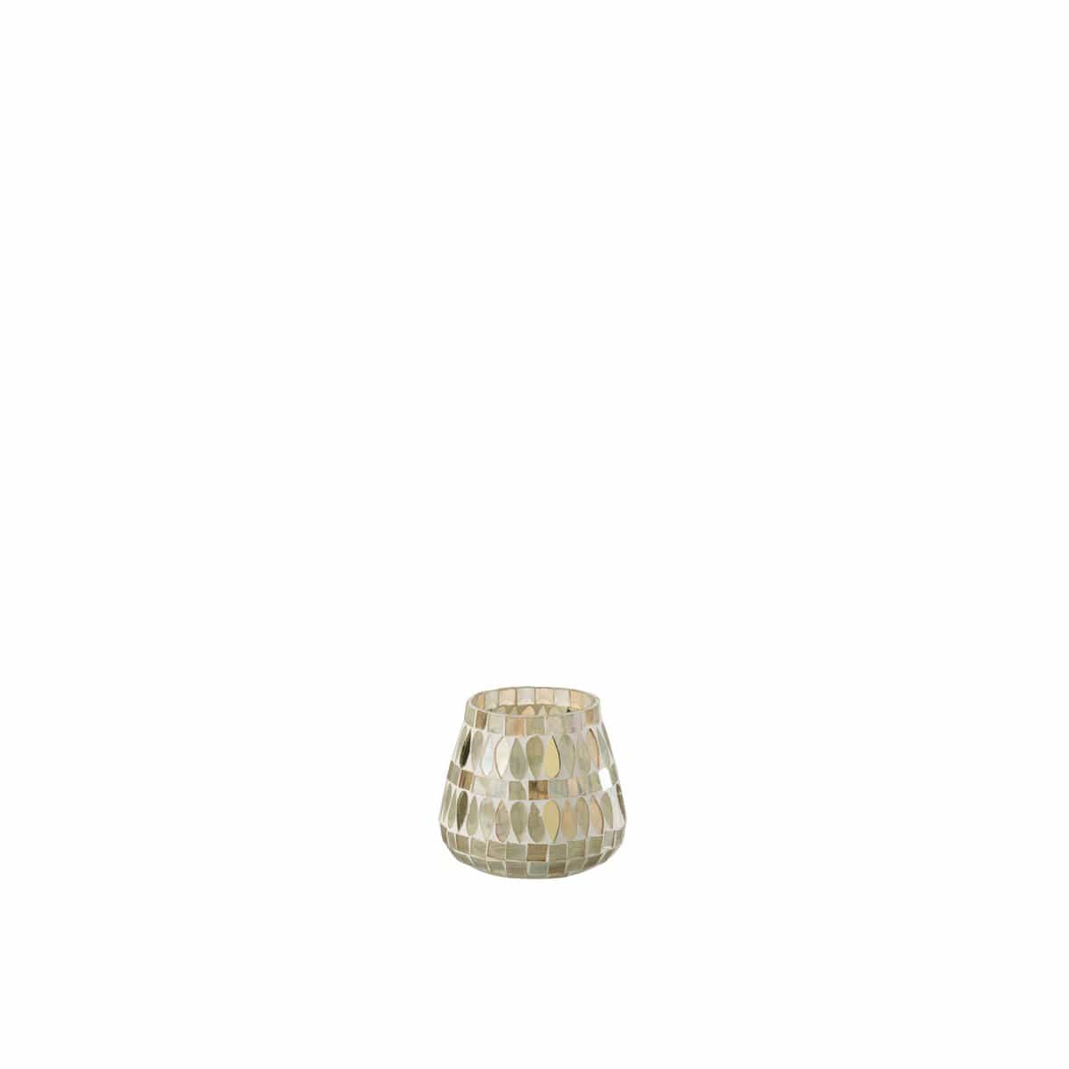 J-Line J-Line theelichthouder Mozaiek - glas - beige - small - 2 stuks