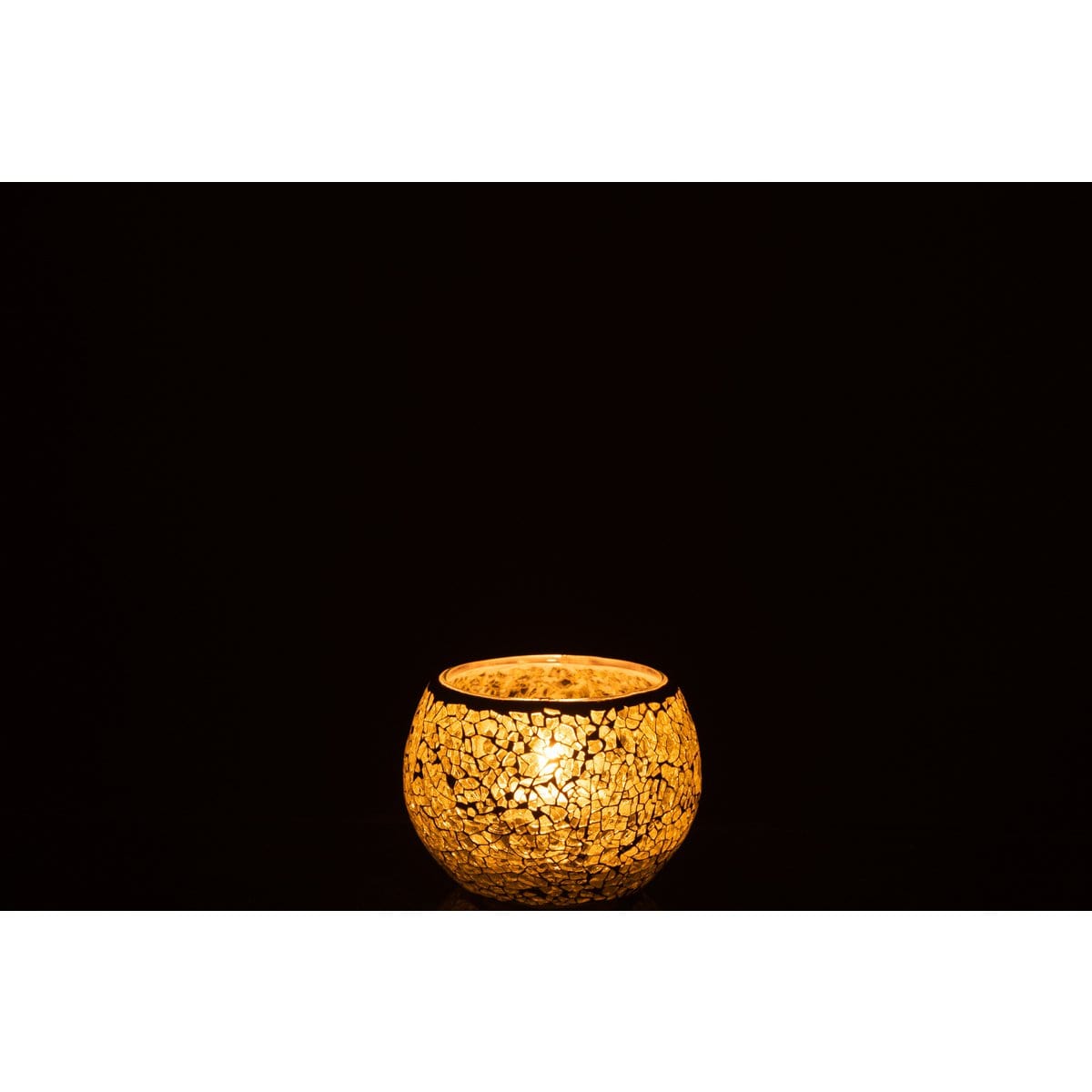 J-Line J-Line theelichthouder Mozaiek Rond - glas - geel - small - 4 stuks