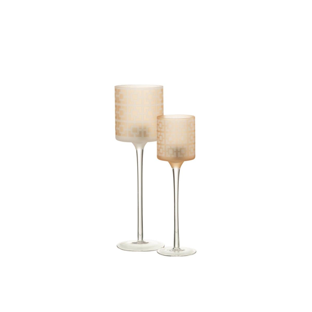 J-Line J-Line theelichthouder op voet - glas - beige - large