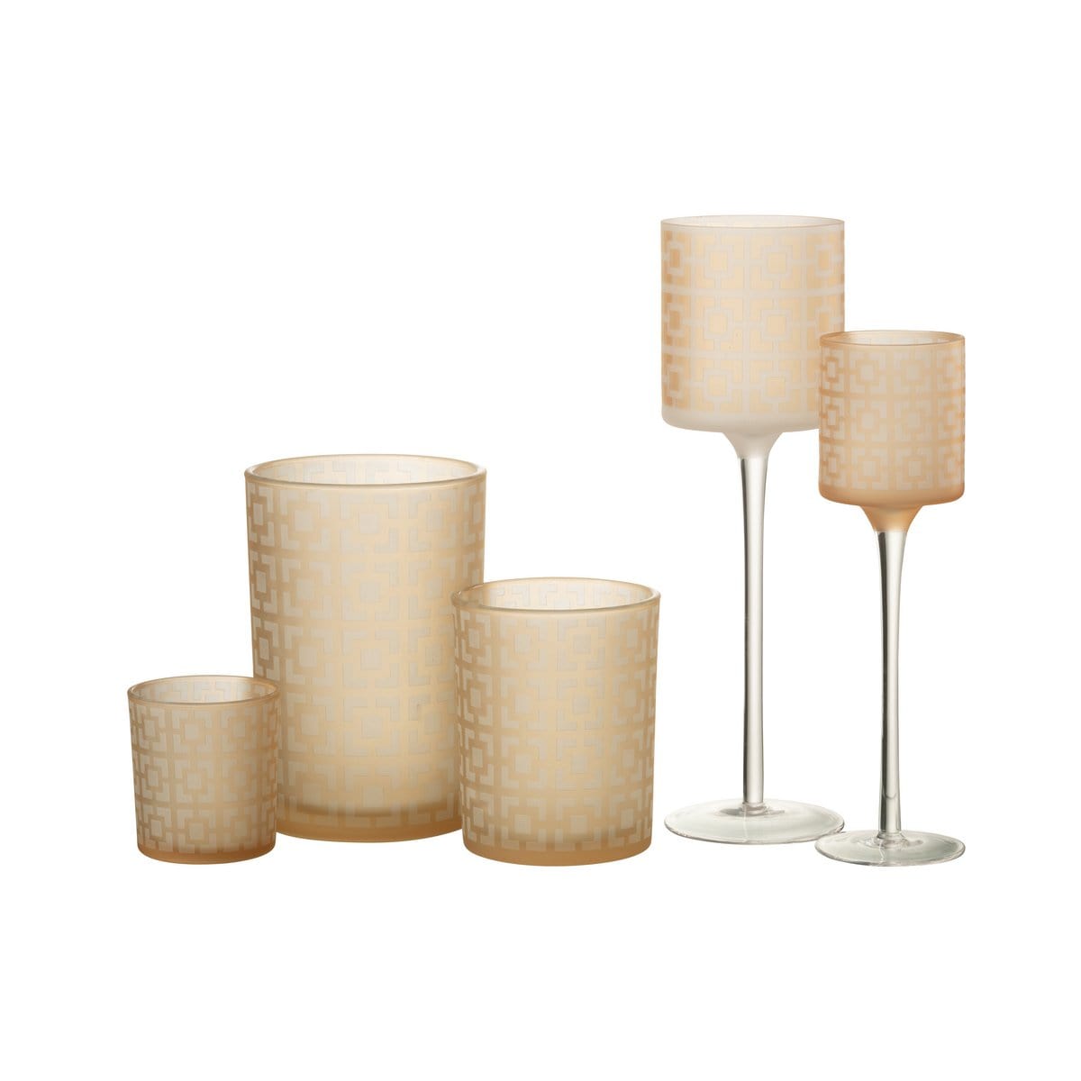 J-Line J-Line theelichthouder op voet - glas - beige - large
