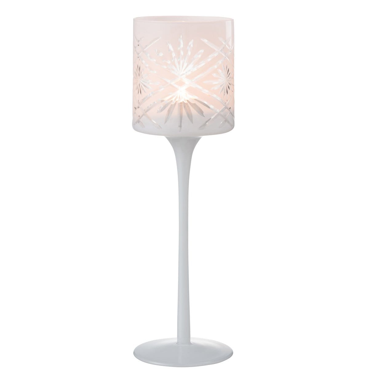 J-Line J-Line theelichthouder op voet Santorini - glas - wit - large